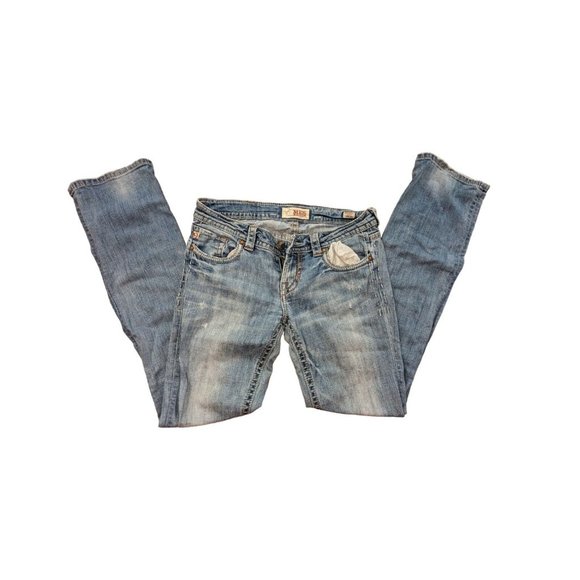 Mek Dnm Women's Blue Adjustable Waist Straight Leg Denim Jeans Size 28/34 - Picture 3 of 5